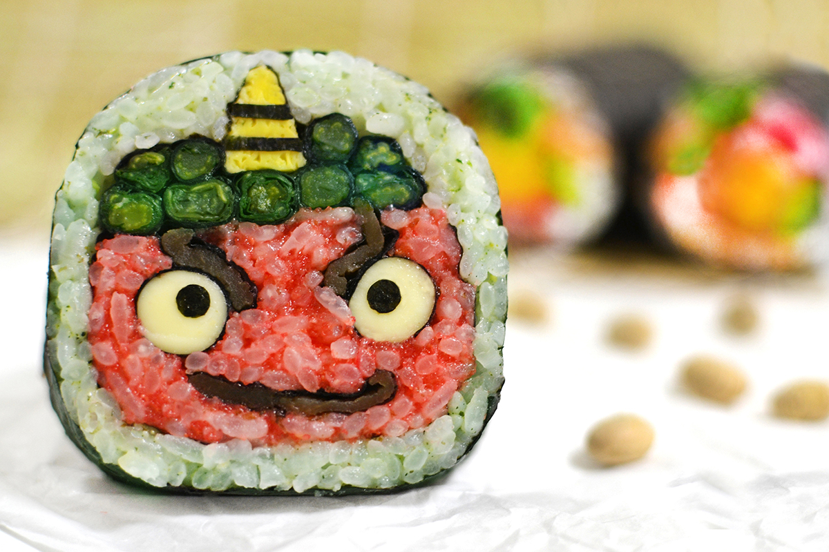 節分に巻こう！「赤オニ」の絵巻き寿司